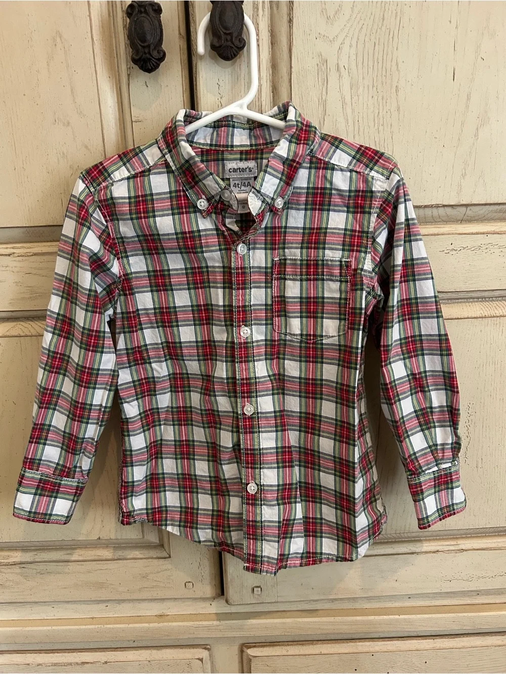 Carter's Red, Green & White Plaid Button-Down Shirt - Kids